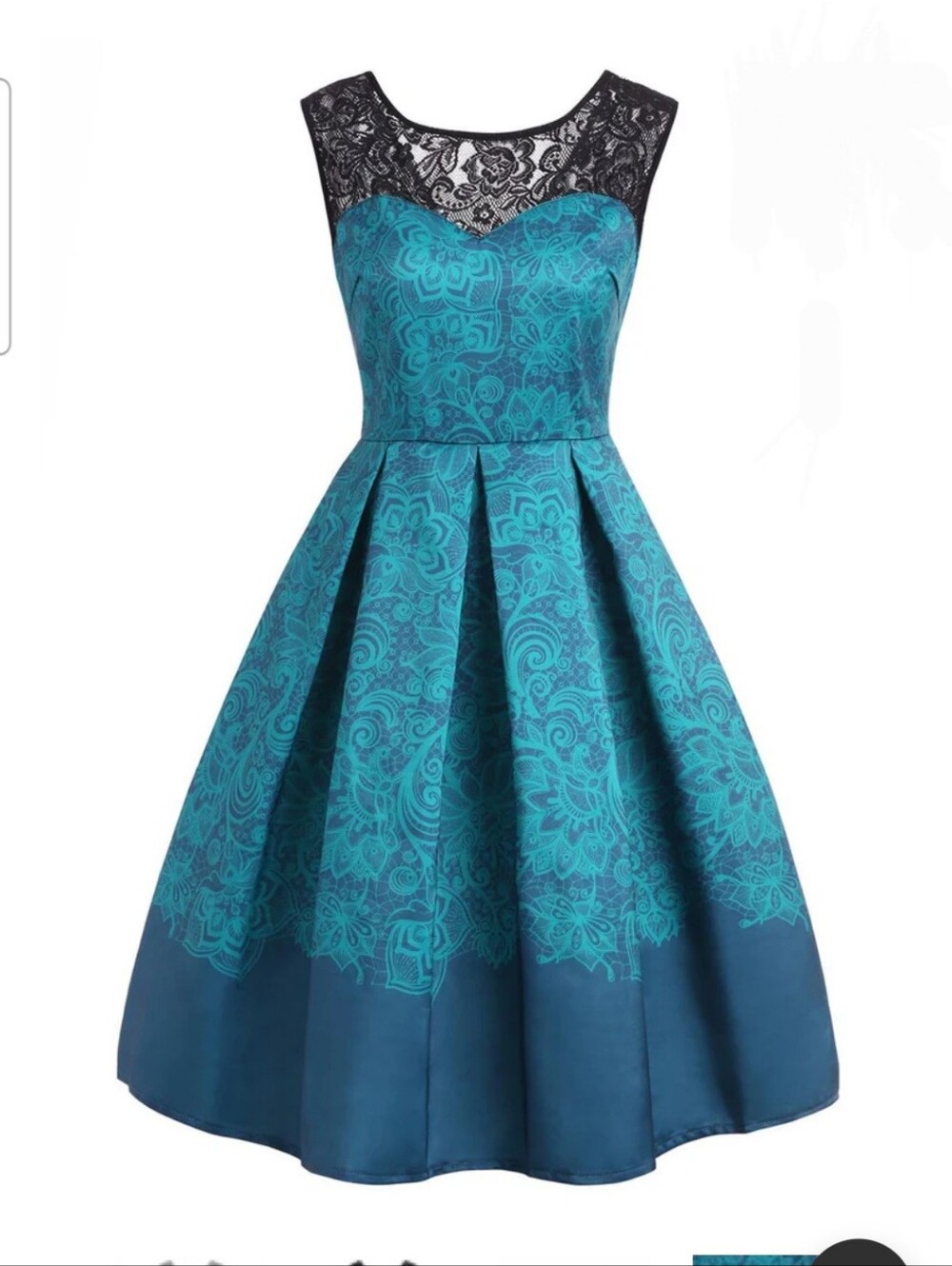 Teal Floral Sweetheart Swing Dress